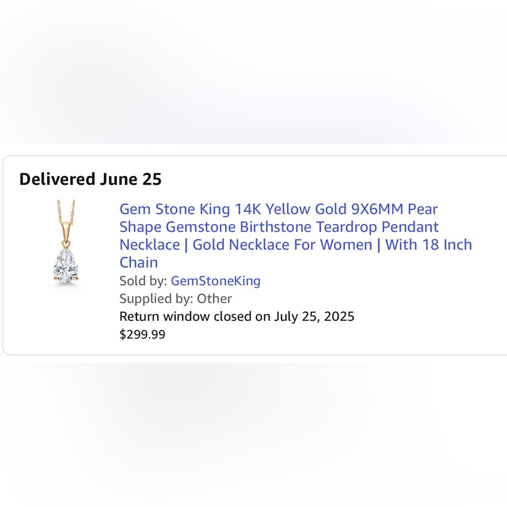 Yellow Gold Teardrop Necklace